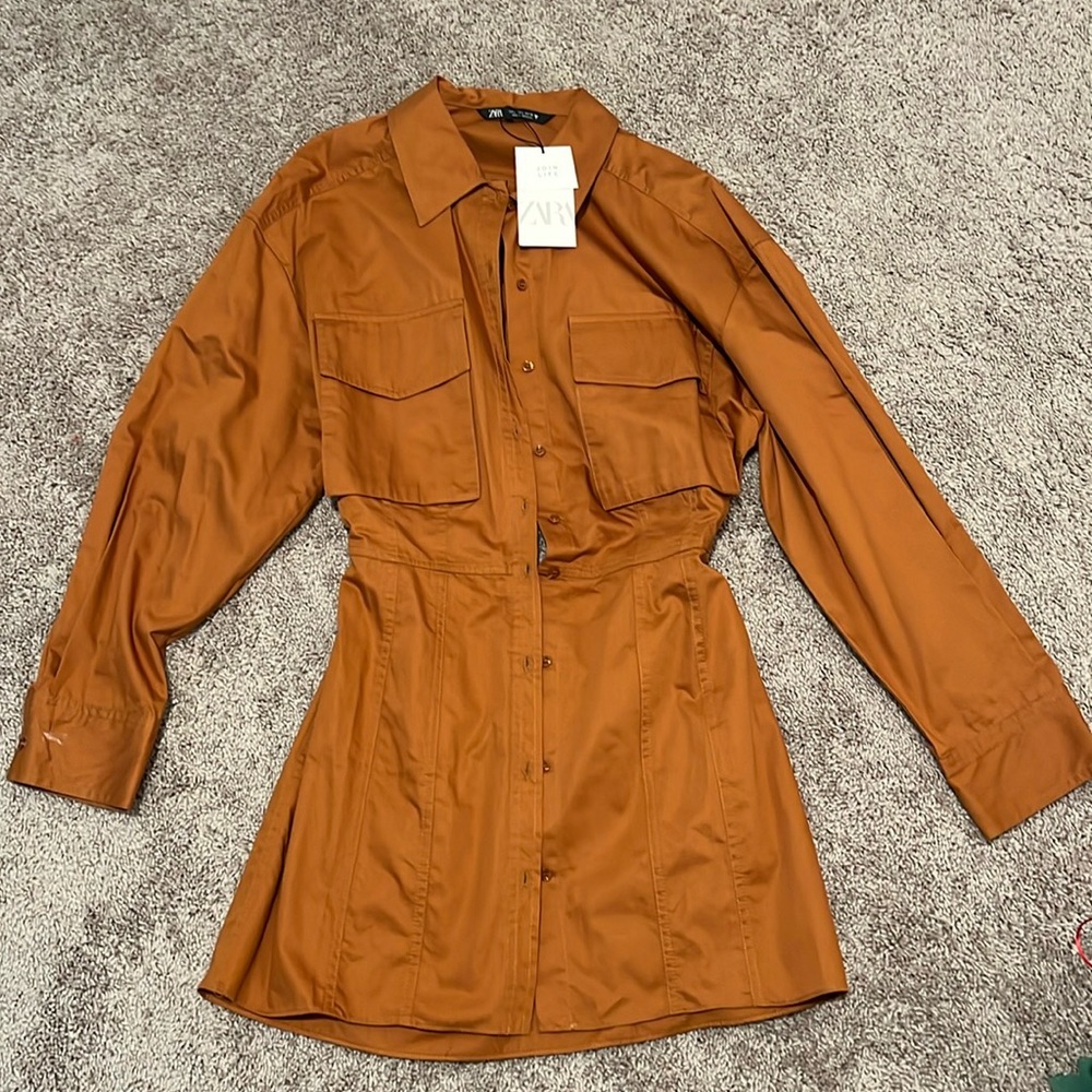 Zara Long Sleeve Cut Out Back Dress